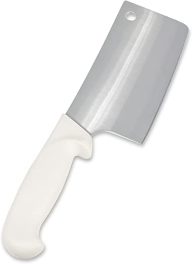 Crestware 6-Inch Cleaver Knife, High Carbon German Steel with White Handle, 6-Pack