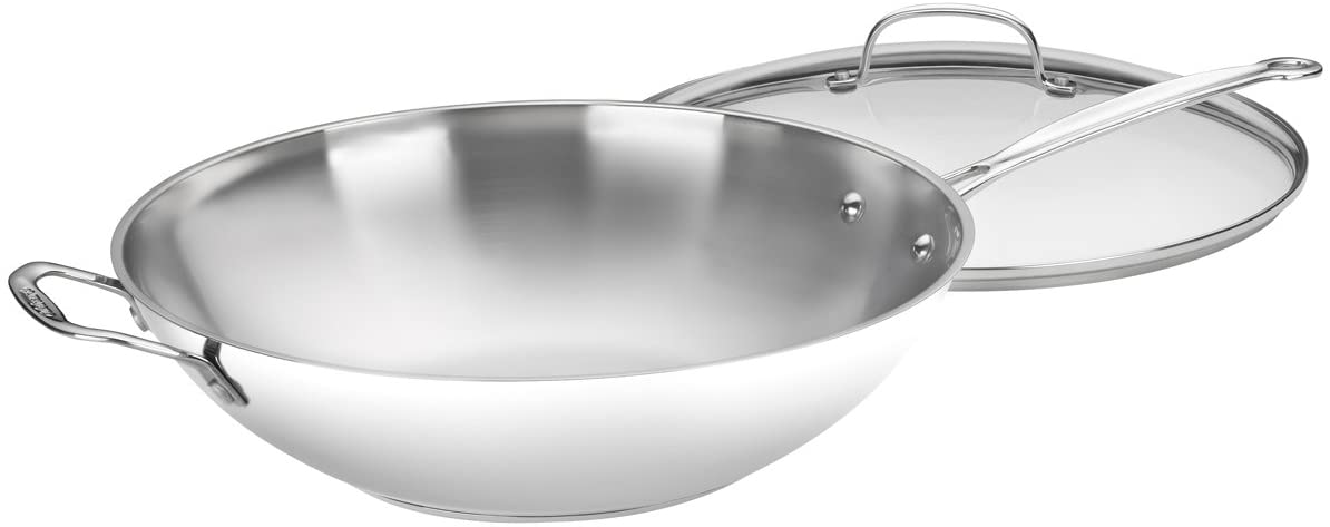 Cuisinart 726-38H Chef’s Classic Stainless 14-Inch Stir-Fry Pan with Helper Handle and Glass Cover