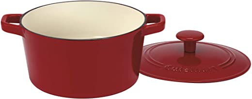 Cuisinart Chef’s Classic Enameled Cast Iron 3-Quart Round Covered Casserole, Cardinal Red