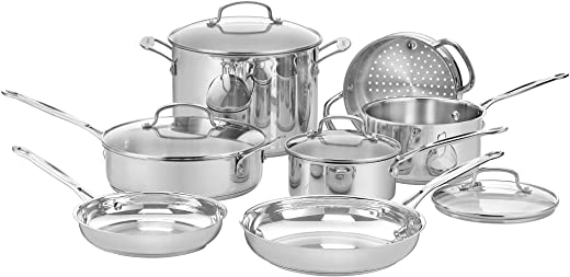 Cuisinart Chef’s Classic Stainless 11-Piece Cookware Set, 0, Silver