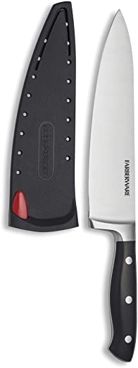Farberware – 5173577 Farberware Edgekeeper 8 Inch Forged Triple Riveted Chef Knife with Self-Sharpening Sleeve, Black