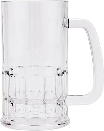 GET Shatter-Resistant Plastic Beer Mug – Stein, 12 Ounce, BPA Free , 00084-1-SAN-CL-EC (Set of 12)