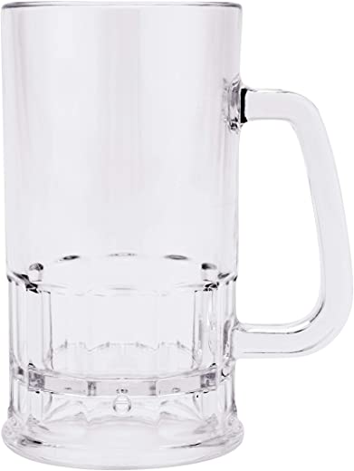 G.E.T. Shatter-Resistant Plastic Beer Mug/Stein, 20 Ounce, Polycarbonate, 00085-PC-CL-EC (Set of 4)