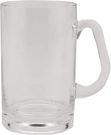 G.E.T. SW-1464-CL Break-Resistant Plastic Beer Mug, 20 Ounce, Clear (Set of 12)