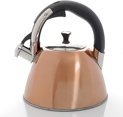 Gibson Mr Coffee Belgrove 2.5 Qt Stainless Steel Whistling Tea Square Kettle, Metallic Copper, 2. 5-Quarts, DAA