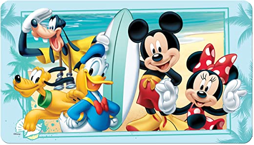 Ginsey Disney Mickey Mouse”Summer Fun” Decorative Bathtub Mat for Kids’ Bathroom Decoration, Blue, Standard Tub Size