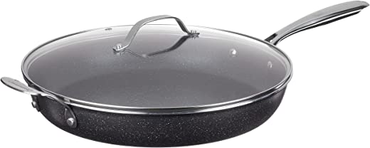 Granitestone Nonstick 14” Frying Pan with Lid Ultra Durable Mineral and Diamond Triple Coated Surface, Family Sized Open Skillet, Oven and…