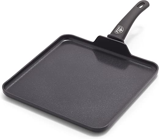 GreenLife Soft Grip Diamond Healthy Ceramic Nonstick 11″ Griddle Pan, PFAS-Free, Dishwasher Safe, Black