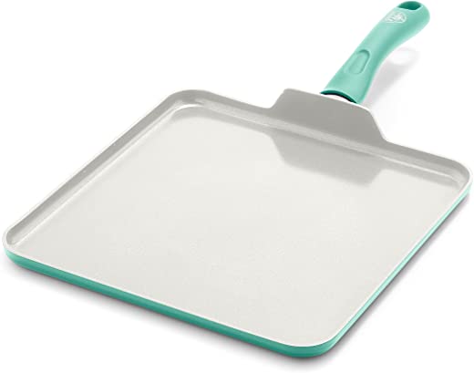 GreenLife Soft Grip Healthy Ceramic Nonstick, 11″ Griddle Pan, PFAS-Free, Dishwasher Safe, Turquoise
