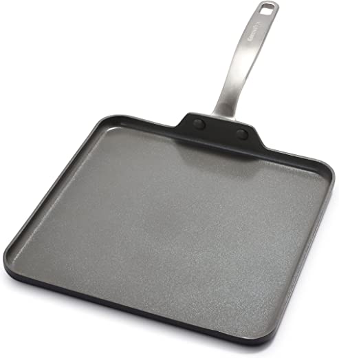 GreenPan Chatham Hard Anodized Healthy Ceramic Nonstick, 11″ Griddle Pan, PFAS-Free, Dishwasher Safe, Oven Safe, Gray
