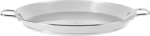 Guison 16-inch Stainless Flat Bottom Paella Pan, 40cm
