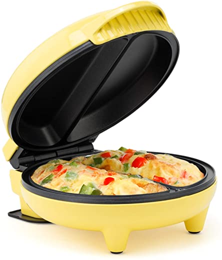 Holstein Housewares – Non-Stick Omelet & Frittata Maker, Black/Stainless Steel – Makes 2 Individual Portions Quick & Easy