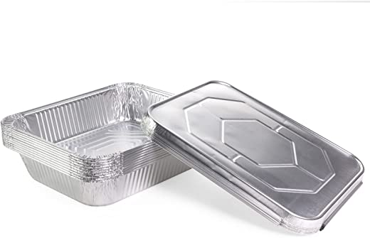 IDL Packaging Half-Size Aluminum Steam Table Pans with Lids – Deep, 13″ x 11″ x 3″ (Pack of 10) – Disposable Foil Pan for Grilling, Roasting, BBQ,…