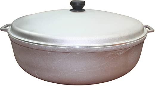 IMUSA USA 17.9Qt JUMBO Traditional Colombian Caldero (Dutch Oven) for Cooking and Serving, Silver, 17.9 Quart