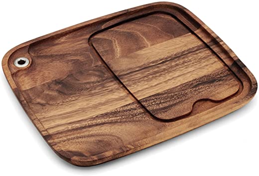 Ironwood Gourmet Fort Worth Steak Plate with Juice Channel, Acacia Wood