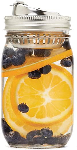 Jarware Stainless Steel 2-in-1 Drink and Fruit Infusion Lid, Regular-Mouth, Silver