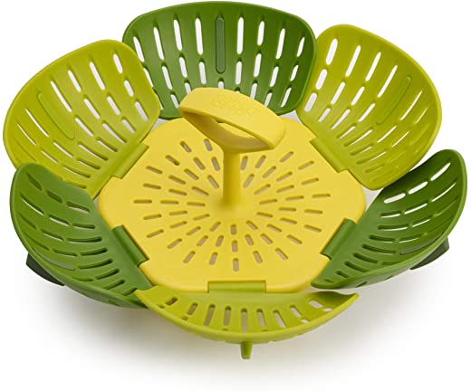 Joseph Joseph Bloom Steamer Basket Folding Non-Scratch BPA-Free Plastic and Silicone, Green