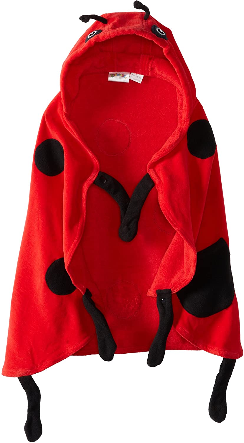 Kidorable Red Ladybug All-Cotton Hooded Towel for Girls w/Fun Ladybug Eyes, Antennae, Legs