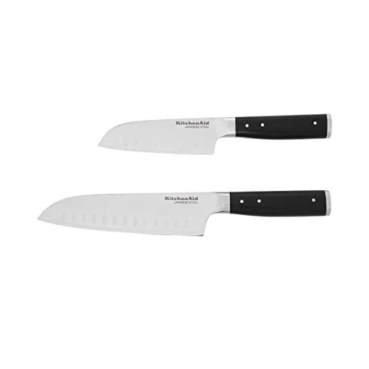 KitchenAid Gourmet Triple Rivet Santoku Knife Set, 2-Piece, Black