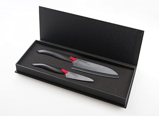 Kyocera Revolution Series Paring and Santoku Knife Set, Black Blade