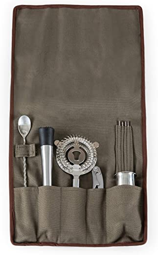 LEGACY – a Picnic Time Brand 10-Piece roll Bar Tool Set, one size, Grey/Brown