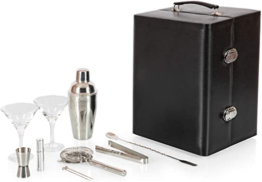 LEGACY – a Picnic Time brand Case Manhattan Cocktail Travel Set with Bar Tools, One Size, Black