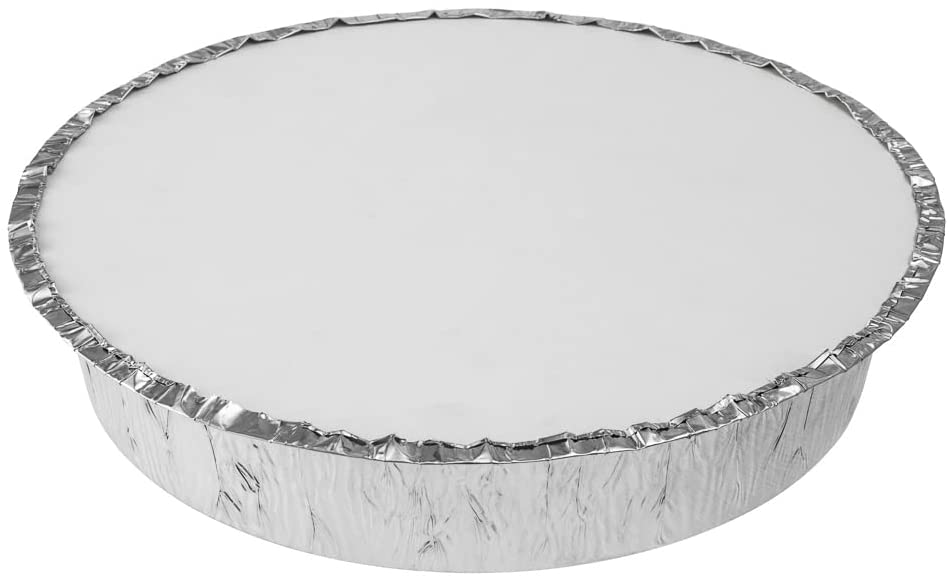 LIDS ONLY: Foil Lux Paper Lids For 8 Inch Aluminum Pans, 100 Round Foil Board Lids – Pans Sold Separately, Flat Design, Foil-Laminated White Paper…