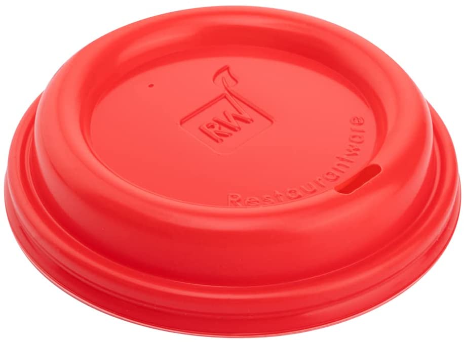 LIDS ONLY: Restpresso 3.6 Inch Coffee Cup Lids, 25 Disposable Coffee Lids – Fits 8, 12, 16, and 20 Ounce Cups, Leakproof, Red Plastic Hot Cup Lids,…