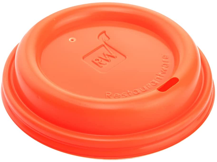 LIDS ONLY: Restpresso 3.6 Inch Coffee Cup Lids, 500 Disposable Coffee Lids – Fits 8, 12, 16, and 20 Ounce Cups, Leakproof, Tangerine Orange Plastic…