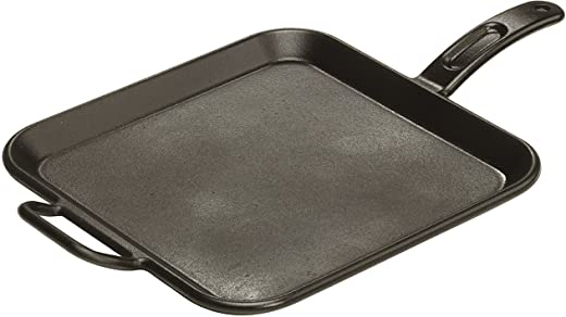 Lodge Pro-Logic 12 Inch Square Cast Iron Griddle. Pre-Seasoned Grill Pan with Dual Handles