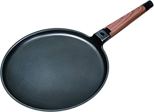 MasterPan Designer Series Non-Stick Cast Aluminum Crepe Pan with Detachable Handle, 11″, Black