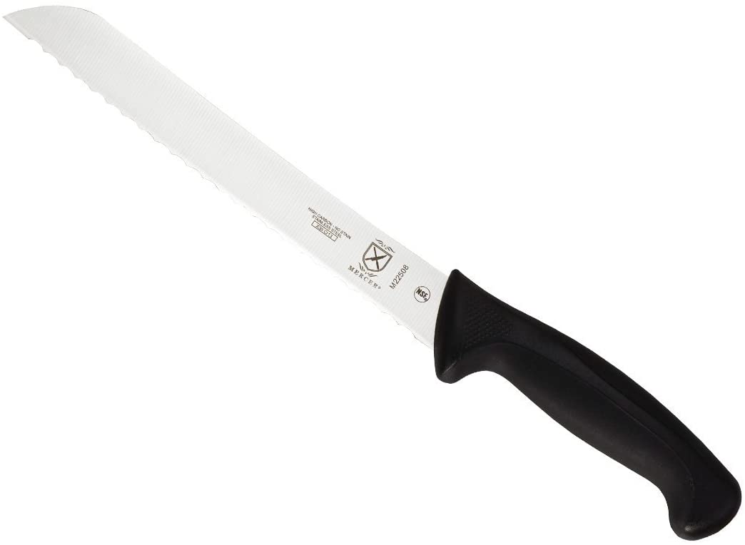 Mercer Culinary M22508 Millennia 8-Inch Wavy Edge Bread Knife, Black