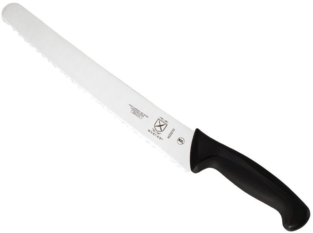 Mercer Culinary M23210 Millennia 10-Inch Wide Wavy Edge Bread Knife, Black