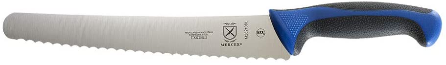 Mercer Culinary Millennia Colors Blue Handle, 10-Inch Wavy Edge Wide, Bread Knife