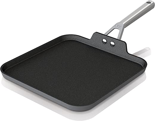 Ninja C30628 Foodi NeverStick Premium 11-Inch Square Griddle Pan, Hard-Anodized, Nonstick, Durable & Oven Safe to 500°F, Slate Grey
