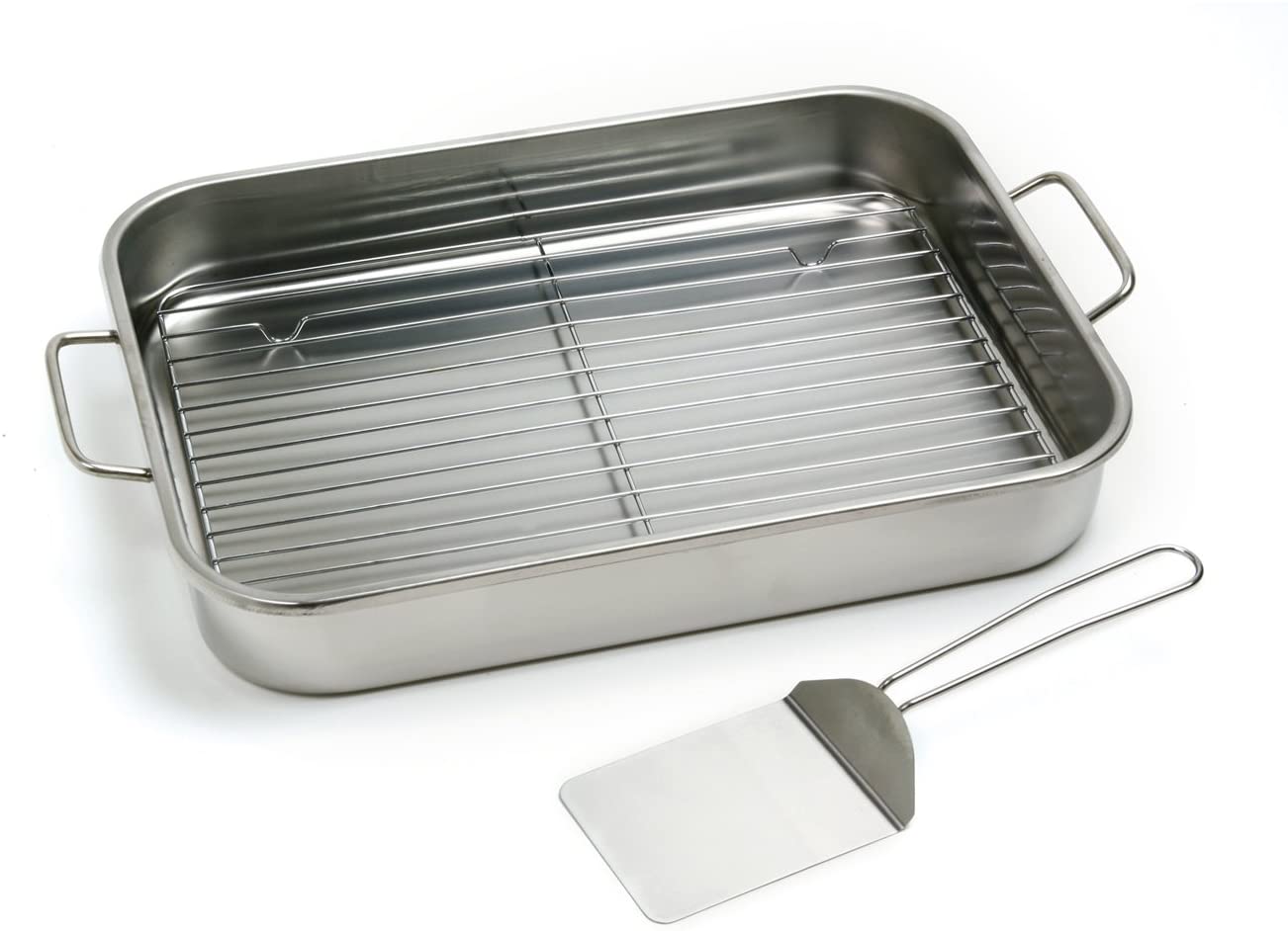 Norpro 12 by 16 Inch Stainless Steel Roast Lasagna Pan, 16 IN, Gray