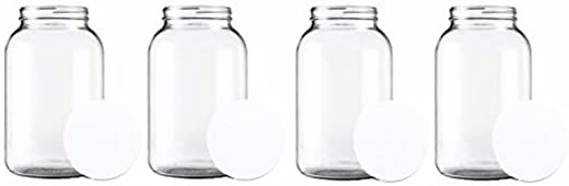 One gallon Wide Mouth Glass Jar with Lid-Set of 4