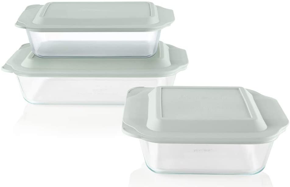 Pyrex Deep | Glass Baking Dish Set with Lids | Up to 50% Deeper than Pyrex Basics | 6 Piece Bakeware Set | Containers Measure 13x9in, 7x11in, and…