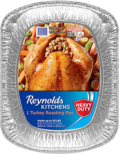 Reynolds Kitchens Heavy Duty Aluminum Pans for Roasting, 16×13 Inch, Pack of 3