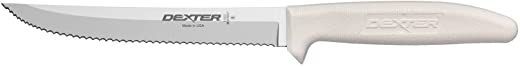Sani-Safe S156SC-PCP 6″ White Scalloped Utility Knife with Polypropylene Handle