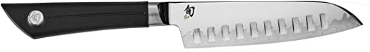 Shun Sora 5.5 inch Hollow Ground Santoku, Multi Purpose Kitchen Knife, NSF Certified, Handcrafted in Japan, VB0740, Metallic