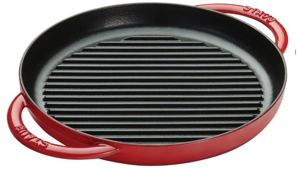 STAUB Cast Iron Pure Grill, 10-inch, Cherry, Made in France