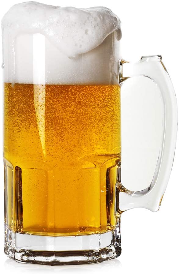 Style Extra Large Beer Mug 35 Ounce,Large Glass Mugs With Handle,One Liter German Beer Stein Super Mug (35 oz)