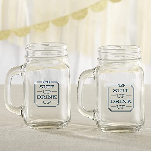 “Suit Up Drink Up” 16 oz. Mason Jar Mug (Set of 6) Groomsmen Gifts