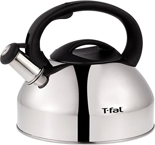 T-fal C76220 Specialty Stainless Steel Dishwasher Safe Whistling Coffee and Tea Kettle, 3-Quart, Silver