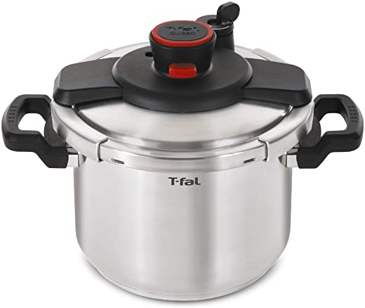 T-fal P45009 Clipso Stainless Steel Dishwasher Safe PTFE PFOA and Cadmium Free 12-PSI Pressure Cooker Cookware, 8-Quart, Silver – 7114000494