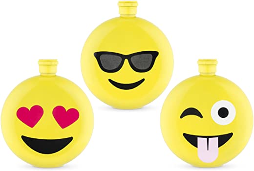TrueZoo Assorted Emoji Flasks, One Size, Multicolor, Pack of 12