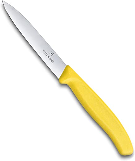 Victorinox 6.7706.L118 Swiss Classic Paring Knife for Cutting and Preparing Fruit and Vegetables Straight Blade in Yellow 3.9 inches