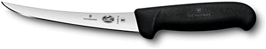 Victorinox Fibrox Pro 6-inch Curved Boning Knife with Semi-Stiff Blade, Black