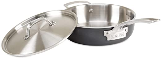 Viking 5-Ply Hard Stainless Sauté Pan with Hard Anodized Exterior, 3 Quart